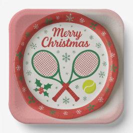 Tennis Kerst Feestelijke Rackets en Bal Papieren Bordje