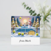 Tennis Kerst Feestelijke Racquets Feestdagenkaart (Staand voorkant)