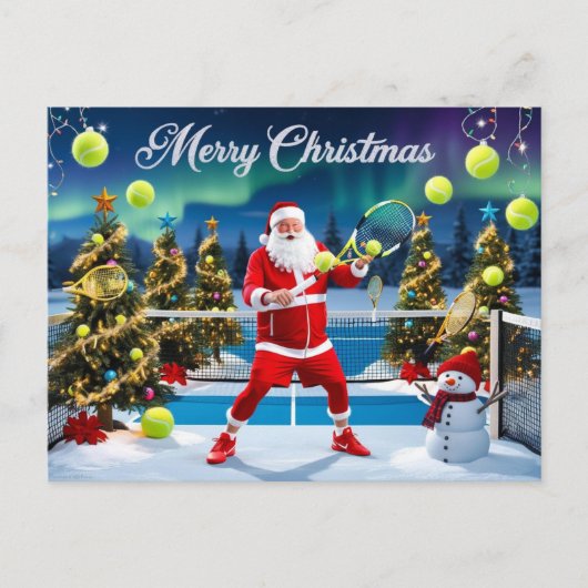 Tennis Kerst Feestelijke Racquets Feestdagenkaart (Voorkant)