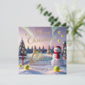 Tennis Kerst Feestelijke Racquets Feestdagenkaart (Staand voorkant)