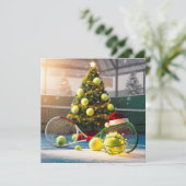 Tennis Kerst Feestelijke Racquets Feestdagenkaart (Staand voorkant)