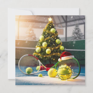 Tennis Kerst Feestelijke Racquets Feestdagenkaart