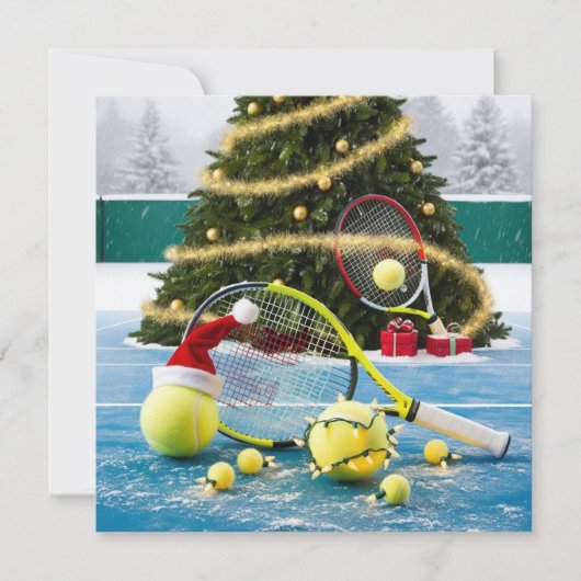 Tennis Kerst Feestelijke Racquets Feestdagenkaart (Voorkant)