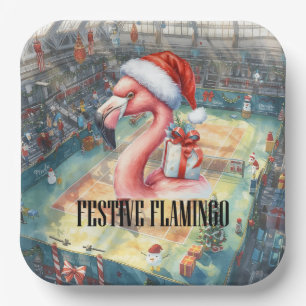 Tennis Kerst met Flamingo thema Papieren Bordje