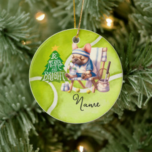 Tennis Kerst met tennisbal voor jongensspeler Keramisch Ornament