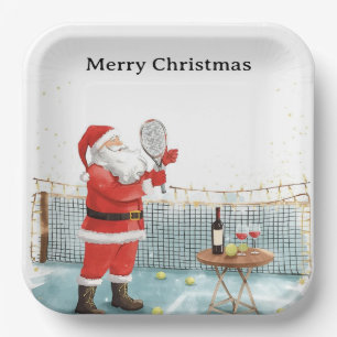 Tennis Kerst thema KLAASJE speelt tennis Papieren Bordje