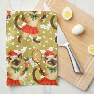 Tennis Kerst thema voor kattenliefhebbers Schort  Theedoek
