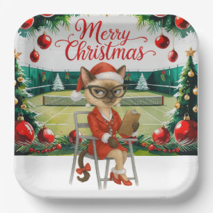 Tennis Kerst thema voor Siamese Kat Liefhebbers Papieren Bordje