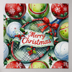Tennis Kerst Thema voor Speler Poster