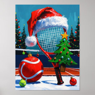 Tennis Kerst Thema voor Speler Poster