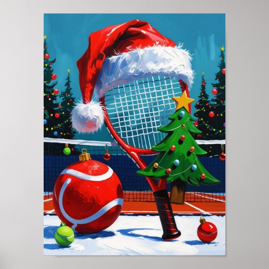 Tennis Kerst Thema voor Speler Poster (Voorkant)