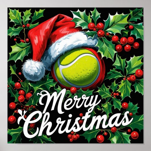 Tennis Kerst Thema voor Speler Poster (Voorkant)