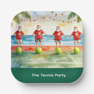 Tennis Kerst Zomer met Sinterklaas op het strand Papieren Bordje