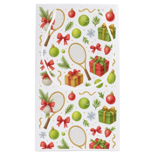 Tennis Kerstbal en racket geschenken voor Party Klein Cadeauzakje (Achterkant)
