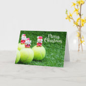 Tennis kerstbal met kerstcadeautje kaart (Gele Bloem)