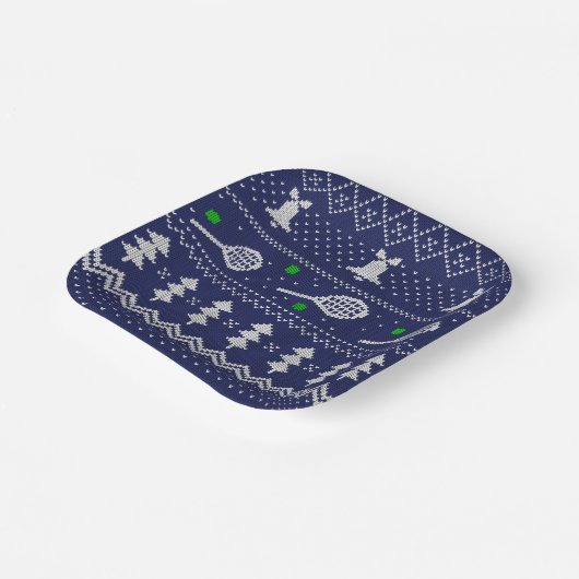 Tennis-kerstbeker van brei-patroonscandi papieren bordje (Gebogen)