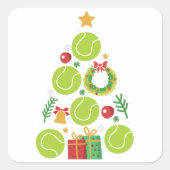 Tennis-kerstboom | kerstcadeautje vierkante sticker (Voorkant)