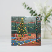 Tennis kerstboom op het veld feestdagenkaart (Staand voorkant)