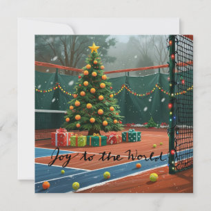 Tennis kerstboom op het veld feestdagenkaart
