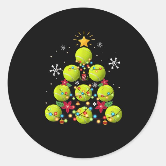 tennis kerstboomgeschenken ronde sticker (Voorkant)