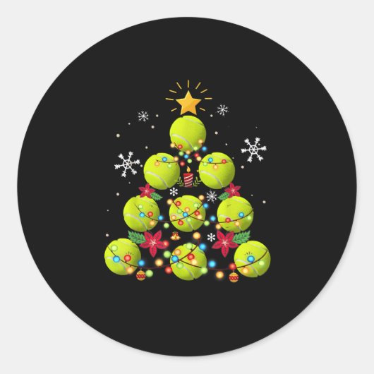 tennis kerstboomgeschenken ronde sticker (Voorkant)