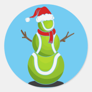 Tennis kerstcadeau ronde sticker