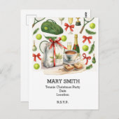 TENNIS Kerstfeest met bal en racket Briefkaart (Voorkant / Achterkant)