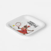 Tennis kerstfeest met kattenspelers papieren bordje (Gebogen)