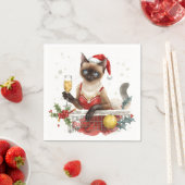 Tennis kerstfeest met kattenspelers servet (Insitu)