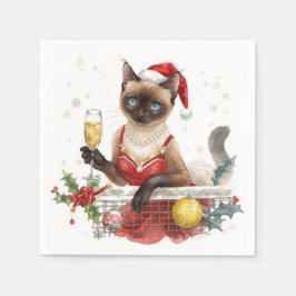 Tennis kerstfeest met kattenspelers servet