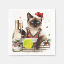 Tennis kerstfeest met kattenspelers servet
