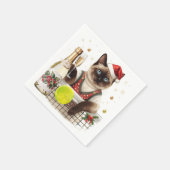 Tennis kerstfeest met kattenspelers servet (Hoek)