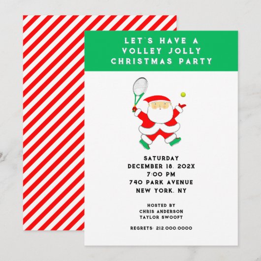 Tennis kerstfeest uitnodigingen (Voorkant / Achterkant)