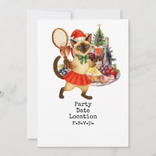 Tennis kerstfeest voor kattenliefhebbers kaart
