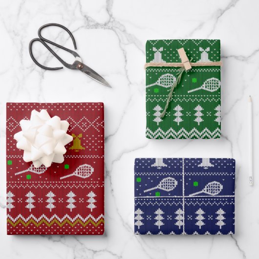 Tennis-kerstfeestbeker met geventileerde patroonbe inpakpapier vel (Voorkant)