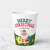 Tennis-kerstfeestdag met kerstman papieren bekers (Voorkant)
