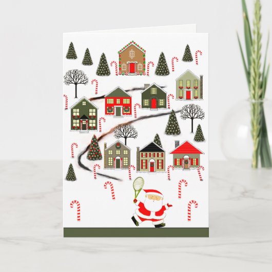 Tennis-kerstfeestkaart Feestdagen Kaart (Voorkant)