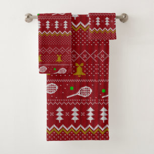 Tennis-kerstfeestzater met geventileerde patroonro bad handdoek