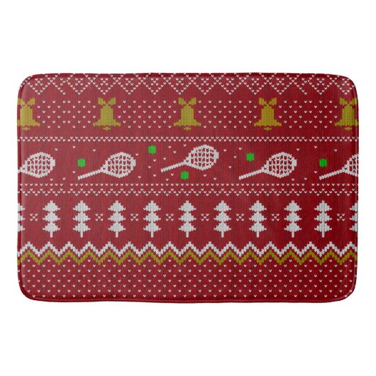 Tennis-kerstfeestzater met geventileerde patroonro badmat (Voorkant)