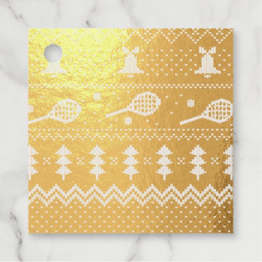 Tennis-kerstfeestzater met geventileerde patroonro bedankjes labels (Voorkant)