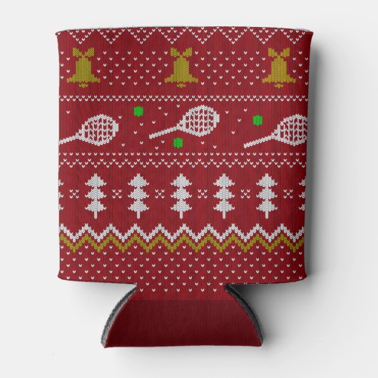 Tennis-kerstfeestzater met geventileerde patroonro blikjeskoeler (Voorkant)