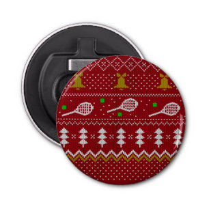 Tennis-kerstfeestzater met geventileerde patroonro button flesopener