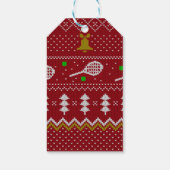 Tennis-kerstfeestzater met geventileerde patroonro cadeaulabel (Achterkant)