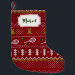 Tennis-kerstfeestzater met geventileerde patroonro kleine kerstsok<br><div class="desc">Warm en lui ontwerp voor winterdagen en nachten,  met klassieke gekke,  lelijke kersttrui met tennisrackets en groene tennisballen,  gordels,  vuurbomen en sneeuwvlokken. Minimalistisch Xmas sweater patroonfestief ontwerp in lichtblauw en wit voor tennisspelers. Tennis kerstpatroontrui. Tennis Xmas-ontwerp. Scandi tennis kerstcadeaus. Scandinavische kerstpatronen voor tennis. Tennis-kerstcadeaus</div>