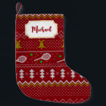 Tennis-kerstfeestzater met geventileerde patroonro kleine kerstsok<br><div class="desc">Warm en lui ontwerp voor winterdagen en nachten,  met klassieke gekke,  lelijke kersttrui met tennisrackets en groene tennisballen,  gordels,  vuurbomen en sneeuwvlokken. Minimalistisch Xmas sweater patroonfestief ontwerp in lichtblauw en wit voor tennisspelers. Tennis kerstpatroontrui. Tennis Xmas-ontwerp. Scandi tennis kerstcadeaus. Scandinavische kerstpatronen voor tennis. Tennis-kerstcadeaus</div>