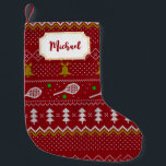 Tennis-kerstfeestzater met geventileerde patroonro kleine kerstsok<br><div class="desc">Warm en lui ontwerp voor winterdagen en nachten,  met klassieke gekke,  lelijke kersttrui met tennisrackets en groene tennisballen,  gordels,  vuurbomen en sneeuwvlokken. Minimalistisch Xmas sweater patroonfestief ontwerp in lichtblauw en wit voor tennisspelers. Tennis kerstpatroontrui. Tennis Xmas-ontwerp. Scandi tennis kerstcadeaus. Scandinavische kerstpatronen voor tennis. Tennis-kerstcadeaus</div>