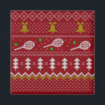 Tennis-kerstfeestzater met geventileerde patroonro magneet<br><div class="desc">Warm en lui ontwerp voor winterdagen en nachten,  met klassieke gekke,  lelijke kersttrui met tennisrackets en groene tennisballen,  gordels,  vuurbomen en sneeuwvlokken. Minimalistisch Xmas sweater patroonfestief ontwerp in lichtblauw en wit voor tennisspelers. Tennis kerstpatroontrui. Tennis Xmas-ontwerp. Scandi tennis kerstcadeaus. Scandinavische kerstpatronen voor tennis. Tennis-kerstcadeaus</div>