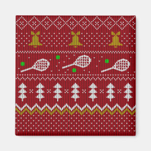 Tennis-kerstfeestzater met geventileerde patroonro magneet