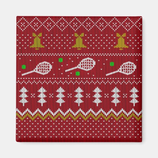 Tennis-kerstfeestzater met geventileerde patroonro magneet (Voorkant)