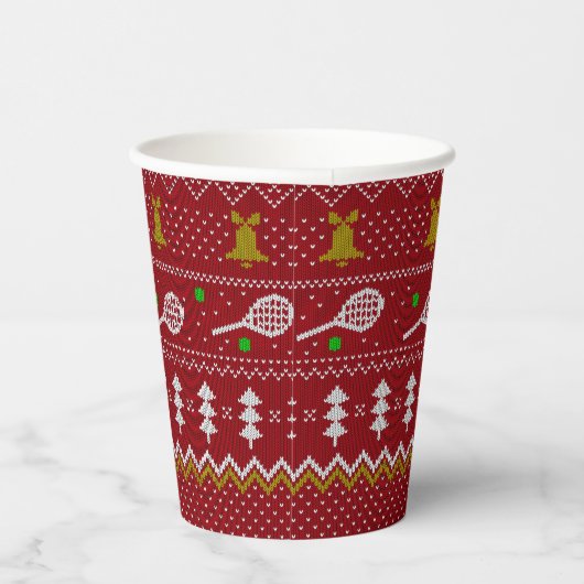 Tennis-kerstfeestzater met geventileerde patroonro papieren bekers (Rechts)